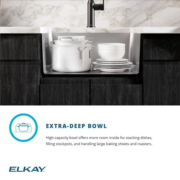 Elkay ECTRU21179T Crosstown® 18 Gauge Stainless Steel 22-1/2" x 18-1/2" x 9" Single Bowl Undermount Sink