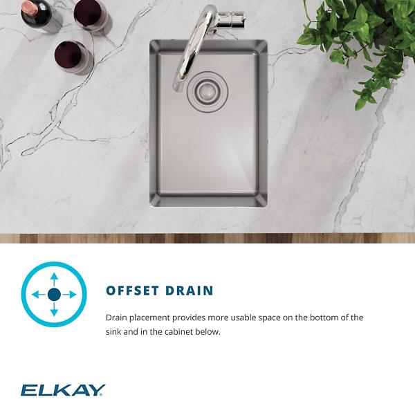 Elkay ECTRU12179TFCBC Crosstown® 18 Gauge Stainless Steel 13-1/2" x 18-1/2" x 9" Single Bowl Undermount Bar Sink & Faucet Kit with Bottom Grid & Drain