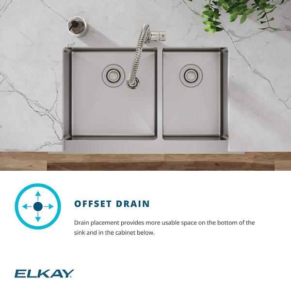 Elkay ECTRUF32179RFBC Crosstown® 18 Gauge Stainless Steel 35-7/8" x 20-1/4" x 9" 60/40 Double Bowl Farmhouse Sink & Faucet Kit with Bottom Grid & Drain