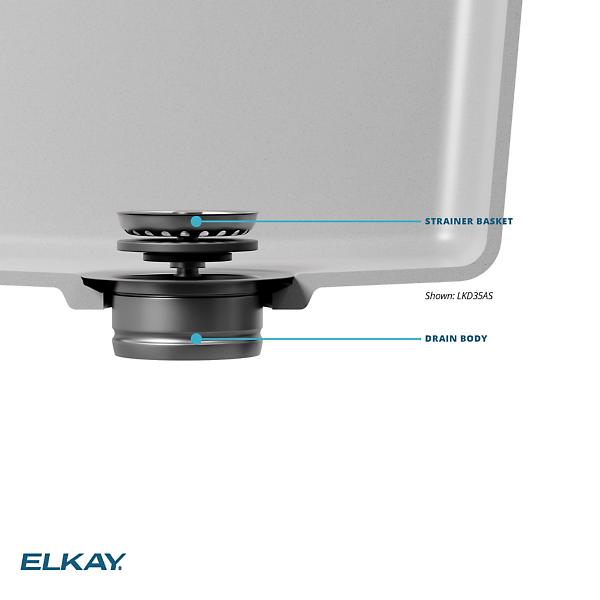 Elkay LKD35AS 3-1/2" Drain Fitting Antique Steel Finish Disposer Flange and Removable Strainer