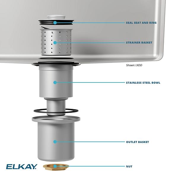 Elkay LKDD 3-1/2" Drain Fitting Deep Strainer Basket