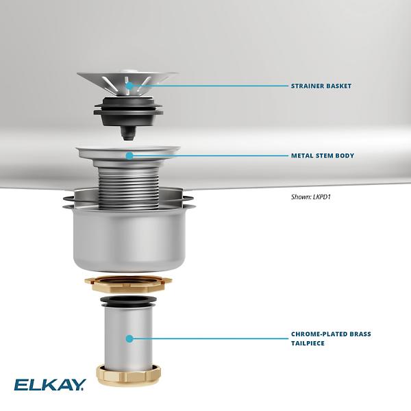 Elkay LKPD1 Perfect Drain® Fitting Type 304 Stainless Steel Body and Strainer