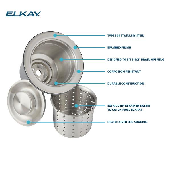 Elkay LKDD 3-1/2" Drain Fitting Deep Strainer Basket