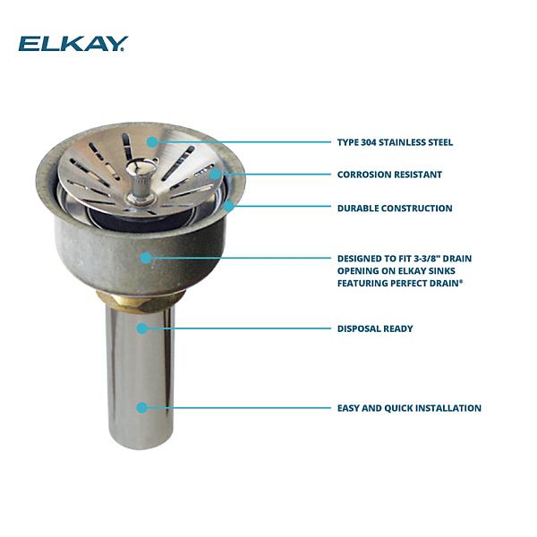 Elkay LKPD1 Perfect Drain® Fitting Type 304 Stainless Steel Body and Strainer