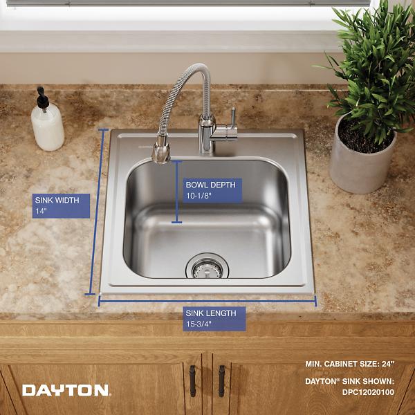 Elkay DPC1202010 Dayton® Stainless Steel 20" x 20" x 10-1/8" Single Bowl Drop-in Laundry Sink