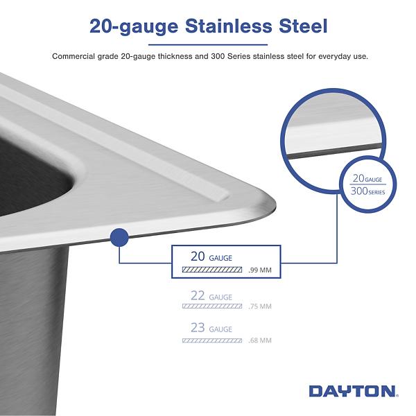 Elkay DSE12522 Dayton® Stainless Steel 25" x 22" x 8-1/16" Single Bowl Drop-in Sink