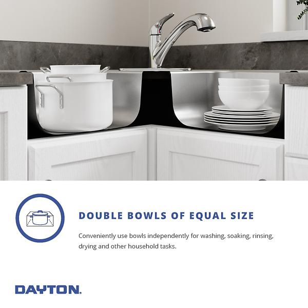 Elkay DE21732 Dayton® Stainless Steel 31-7/8" x 31-7/8" x 7" Equal Double Bowl Corner Sink