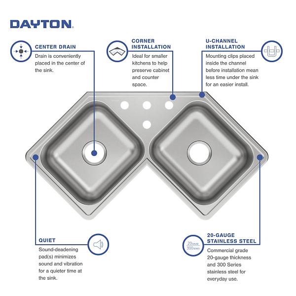 Elkay DPC1202010 Dayton® Stainless Steel 20" x 20" x 10-1/8" Single Bowl Drop-in Laundry Sink