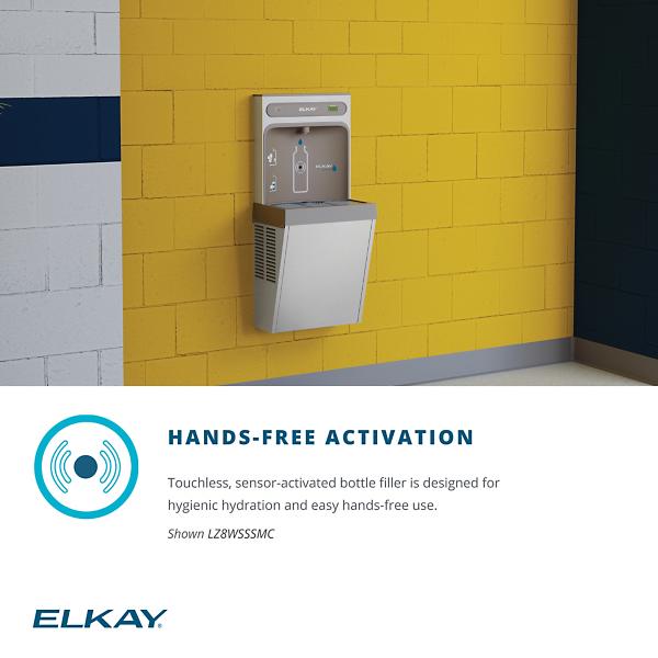 Elkay EZ8WSSSMC ezH2O® Refrigerated Surface Mount Bottle Filling Station Non-Filtered 8GPH Stainless Steel