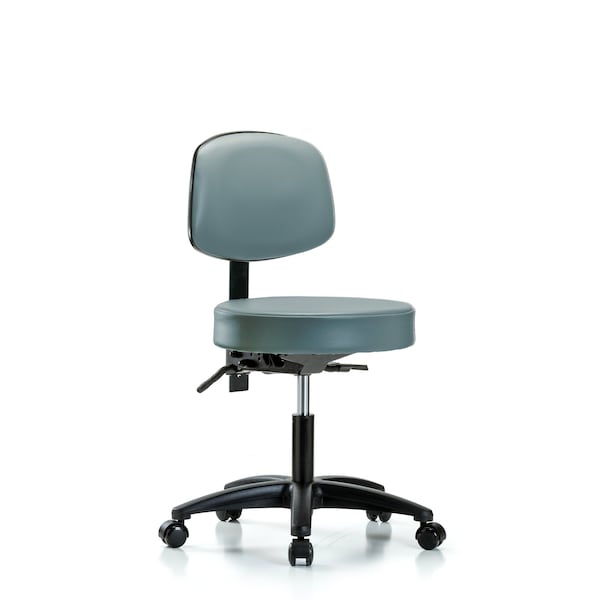Blue Ridge Ergonomics VDHST-RG-T0-RC-8822 Rutledge Vinyl Stool with Back - Desk Height with Casters in Storm Supernova™ Vinyl