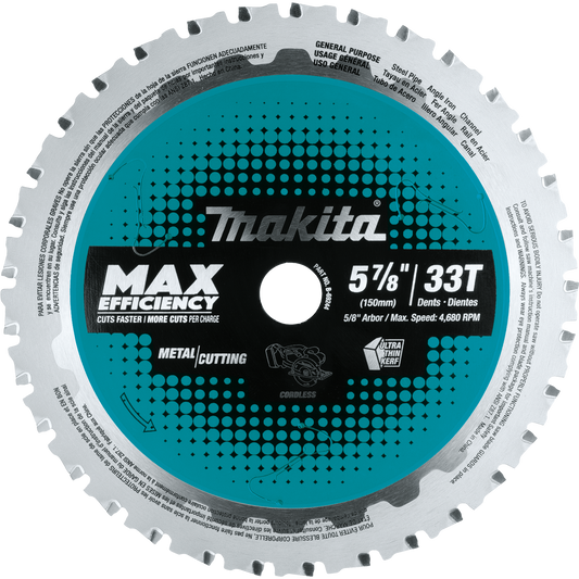 Makita B-69244 5‘7/8" 33T Carbide‘Tipped Max Efficiency Saw Blade, Metal/General Purpose