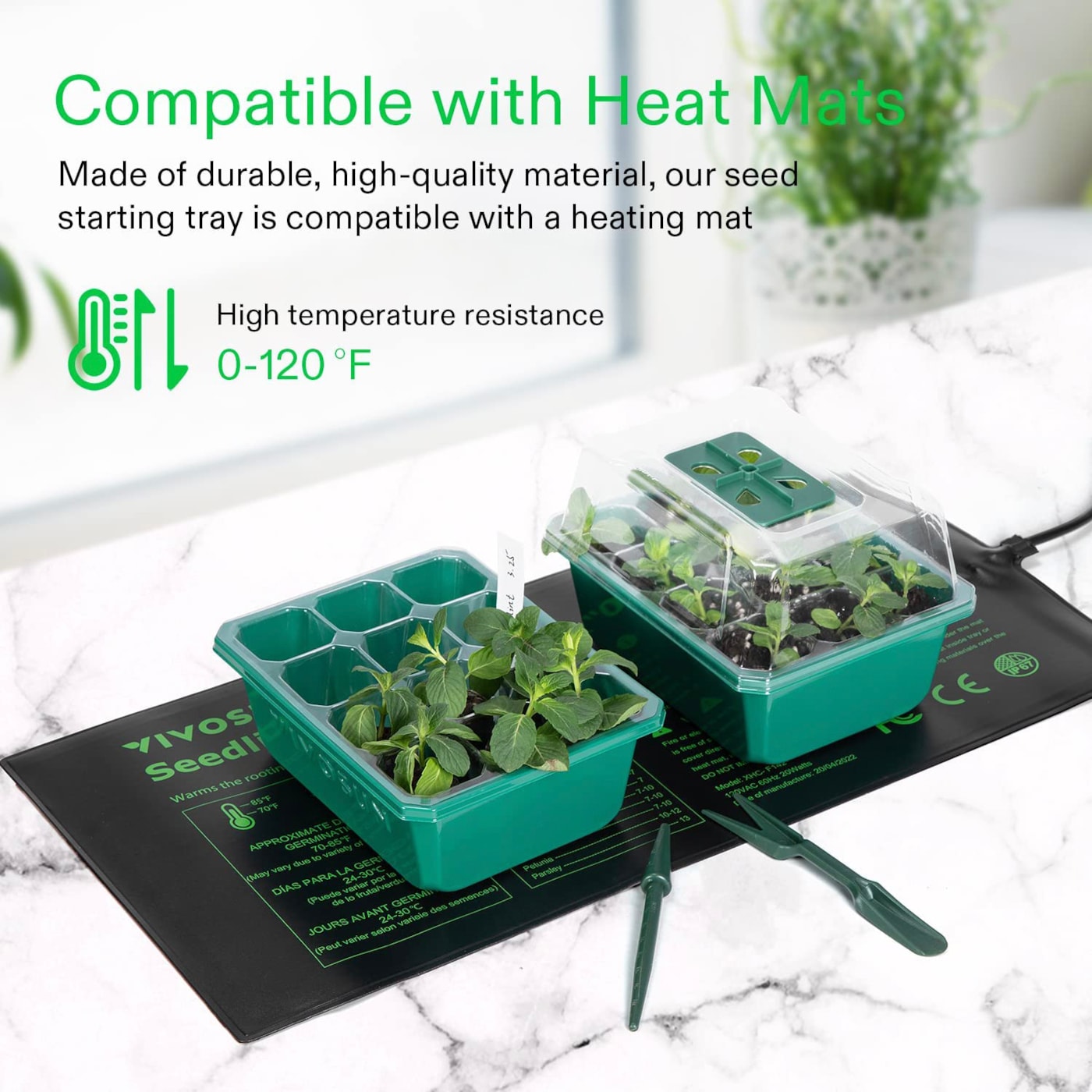 Vivosun 6-Pack Seed Starter Trays, 72-Cell Seed Starter Kit with Humidity Dome