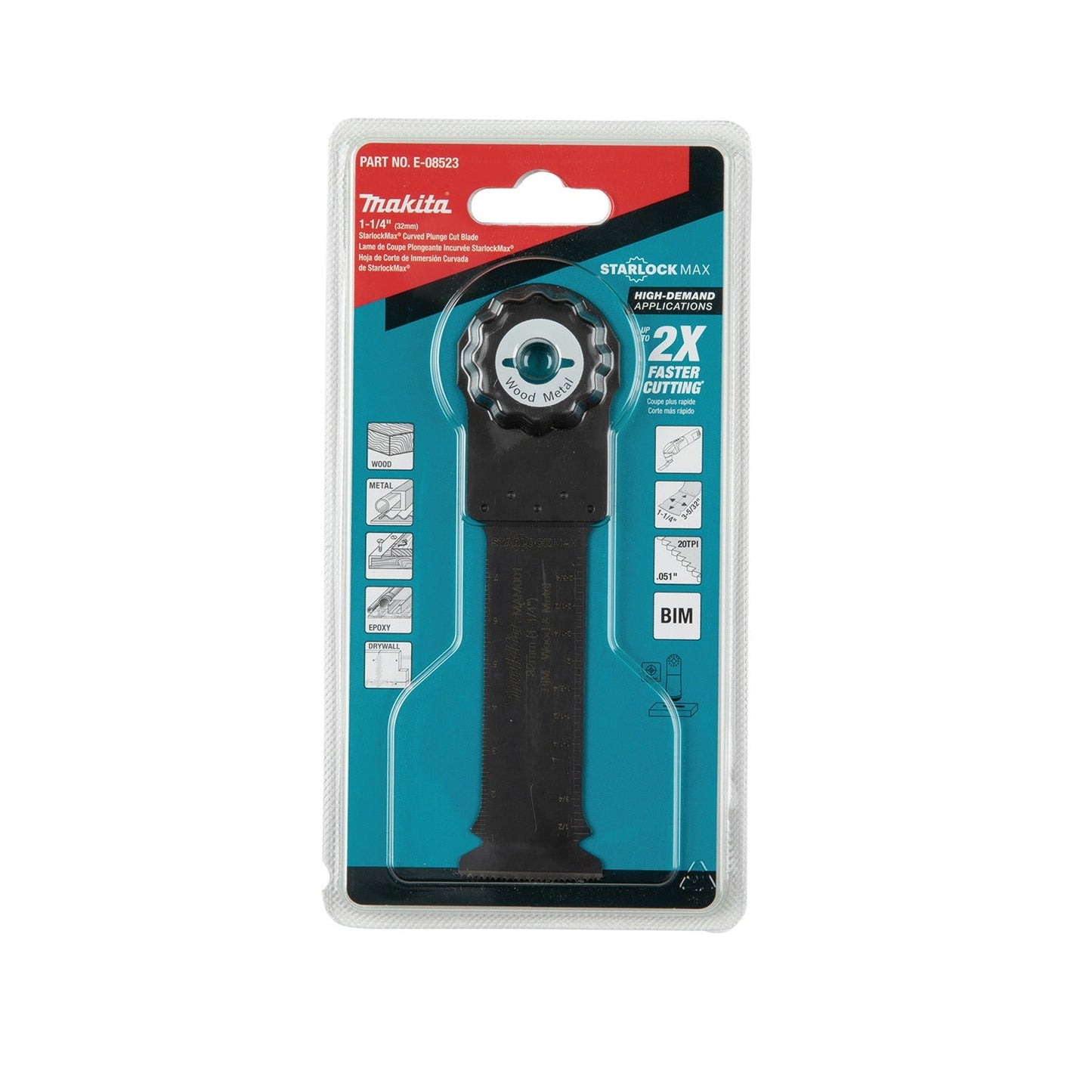 Makita E-08523 StarlockMax® Oscillating Multi‘Tool 1‘1/4" Bi‘Metal Curved Plunge Cut Blade