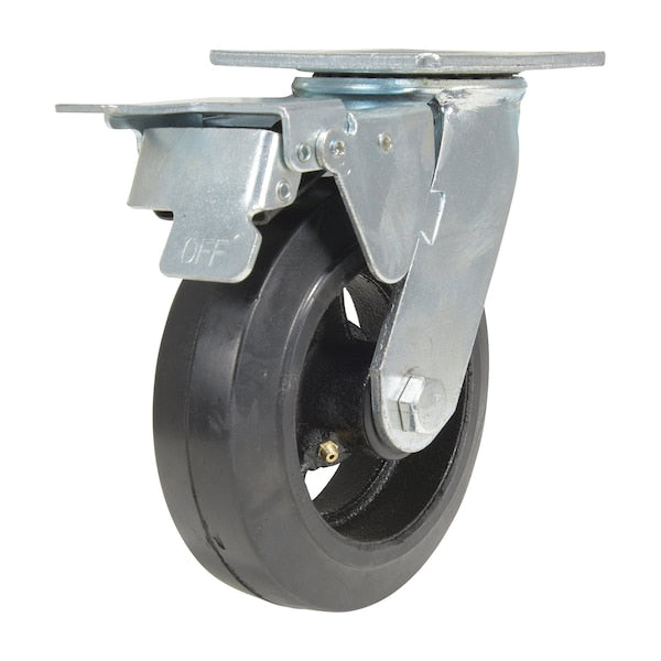 Vestil CST-VE-6X2MR-SWTB Rubber Swivel With Total Brake Caster 6 In. Diameter 2 In. Width 507 Lb. Capacity Black