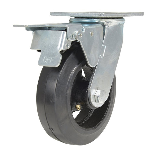 Vestil CST-VE-6X2MR-SWTB Rubber Swivel With Total Brake Caster 6 In. Diameter 2 In. Width 507 Lb. Capacity Black