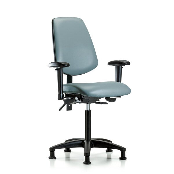 Blue Ridge Ergonomics VMBCH-MB-RG-T1-A1-NF-RG-8822 Rutledge Vinyl Chair - Medium Bench Height with Medium Back, Seat Tilt, Adjustable Arms, & Stationary Glides in Storm Supernova™ Vinyl