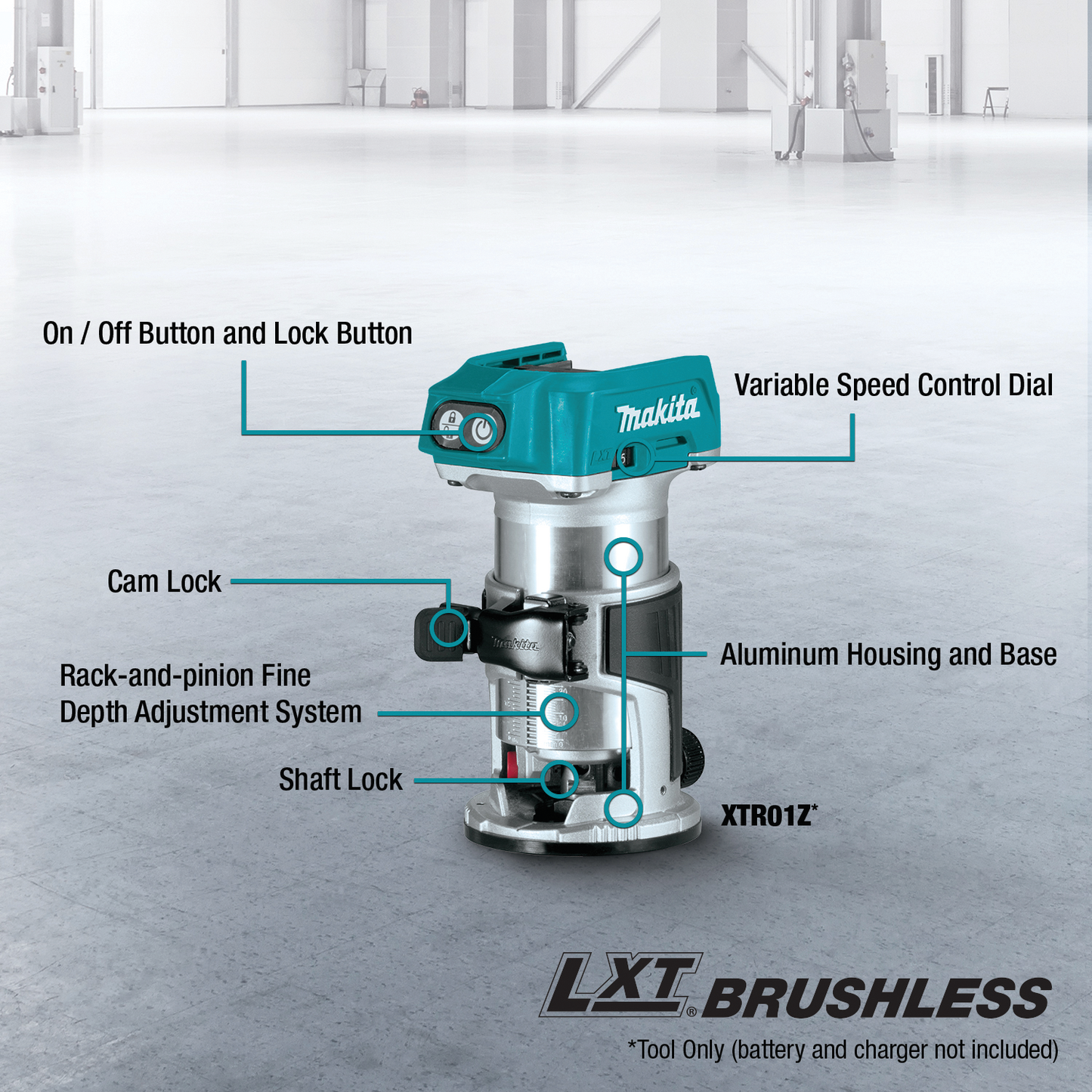 Makita XTR01Z 18V LXT® Lithium‘Ion Brushless Cordless Compact Router, Tool Only