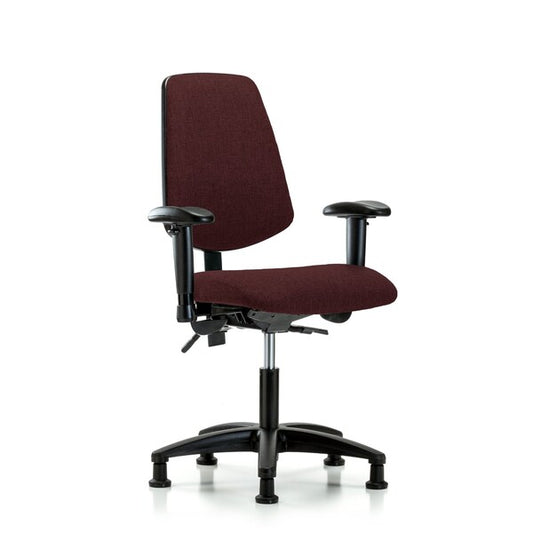 Blue Ridge Ergonomics FDHCH-MB-RG-T1-A1-RG-F41 Rutledge Fabric Chair - Desk Height with Medium Back, Seat Tilt, Adjustable Arms, & Stationary Glides in Burgundy Fabric
