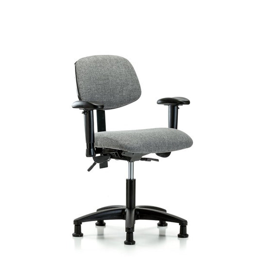Blue Ridge Ergonomics FDHCH-RG-T0-A1-RG-F44 Rutledge Fabric Chair - Desk Height with Adjustable Arms & Stationary Glides in Gray Fabric
