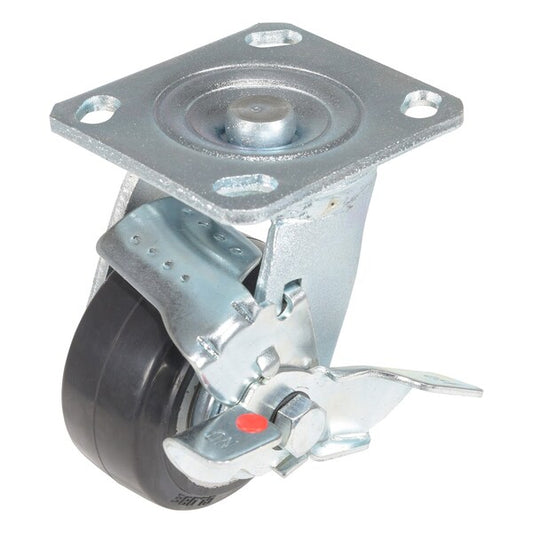Vestil CST-VE-4X2MRA-SWB Rubber Swivel With Brake Caster 4 In. Diameter x 2 In. Width 551 Lb. Capacity Black/Gray