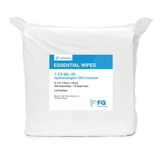 SOS Cleanroom FG Clean Wipes 4" x 4" Hydroentangled 100% Polyester Cleanroom Wiper