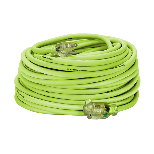 FlexZilla FZ512735 Pro Extension Cord, 14/3 AWG SJTW, 100', Outdoor, Lighted Plug