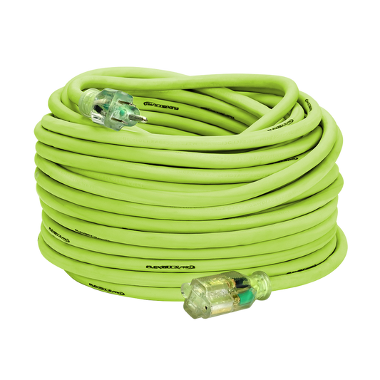 FlexZilla FZ512835 Pro Extension Cord, 12/3 AWG SJTW, 100', Outdoor, Lighted Plug