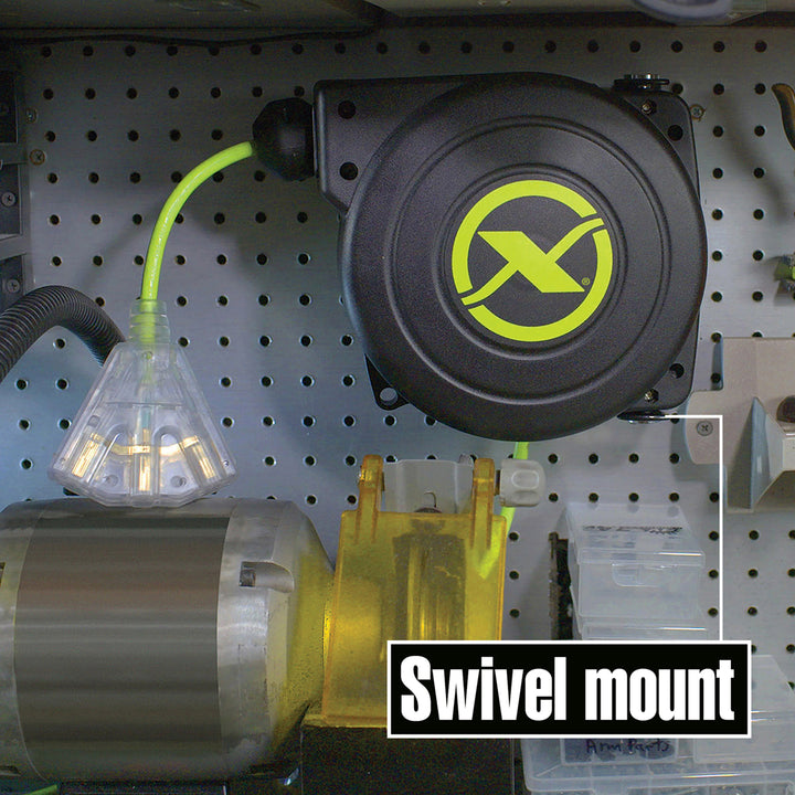 FlexZilla FZ8160253 Retractable Extension Cord Reel, 25', 16/3 AWG SJTOW, Grounded Triple Tap Outlet, Indoor/Dry Locations