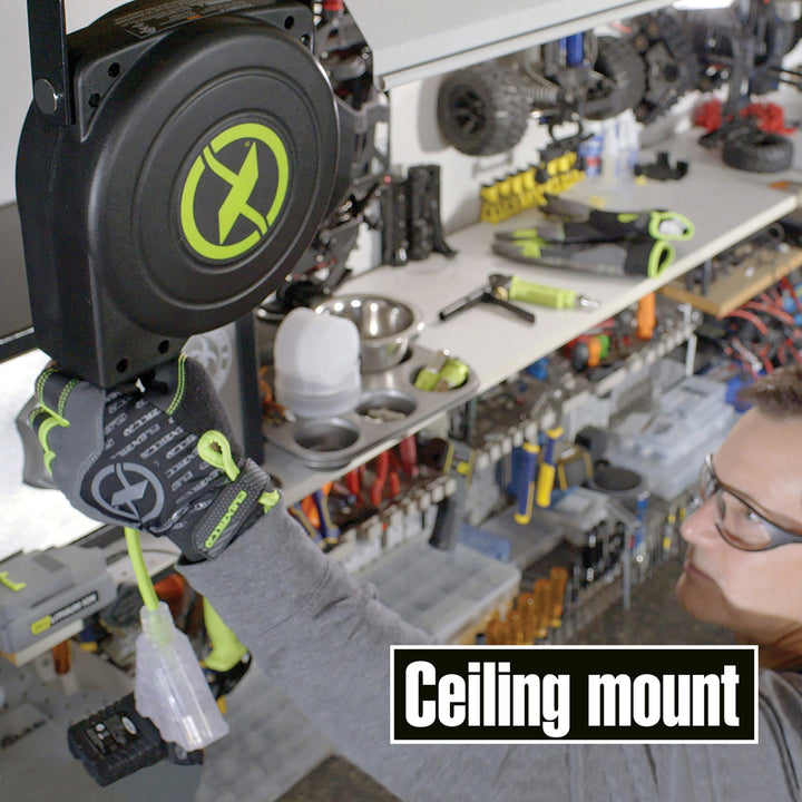 FlexZilla FZ8140503 Retractable Extension Cord Reel, 50', 14/3 AWG SJTOW, Grounded Triple Tap Outlet, Indoor/Dry Locations