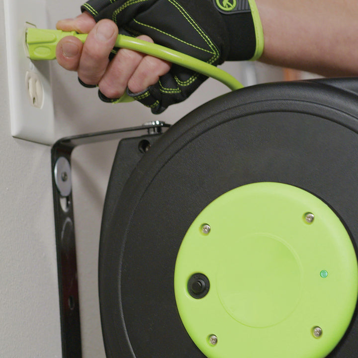 FlexZilla FZ8140503 Retractable Extension Cord Reel, 50', 14/3 AWG SJTOW, Grounded Triple Tap Outlet, Indoor/Dry Locations