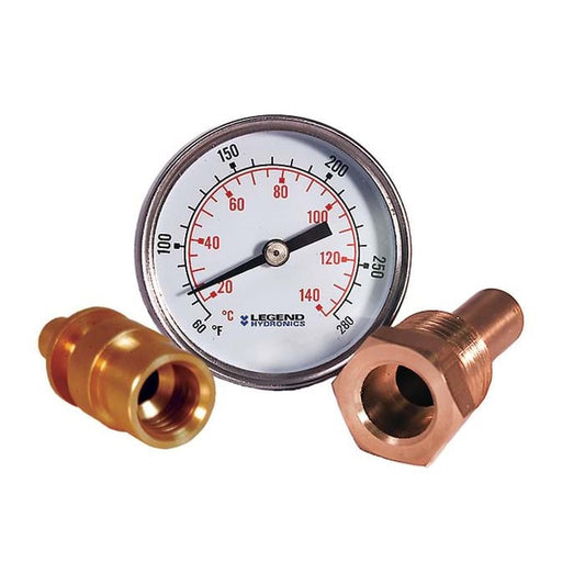 Legend Valves 800-652 1/2" Temperature Gauge with Thermowell and 1" Probe (60° - 280°F)