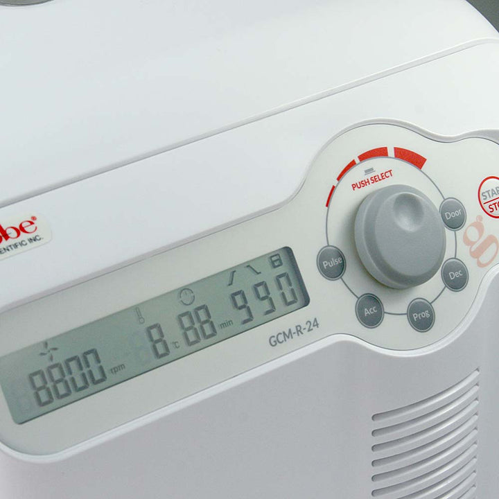 Globe Scientific GCM-R Centrifuge Mini 8-Place 7000rpm Fixed Speed 120v 60Hz US Plug Red Lid (Includes 8-Place Rotor for 1.5mL/2.0mL Tubes 2 x 8 Place Rotor for PCR Tubes/Strips and both Sleeves)