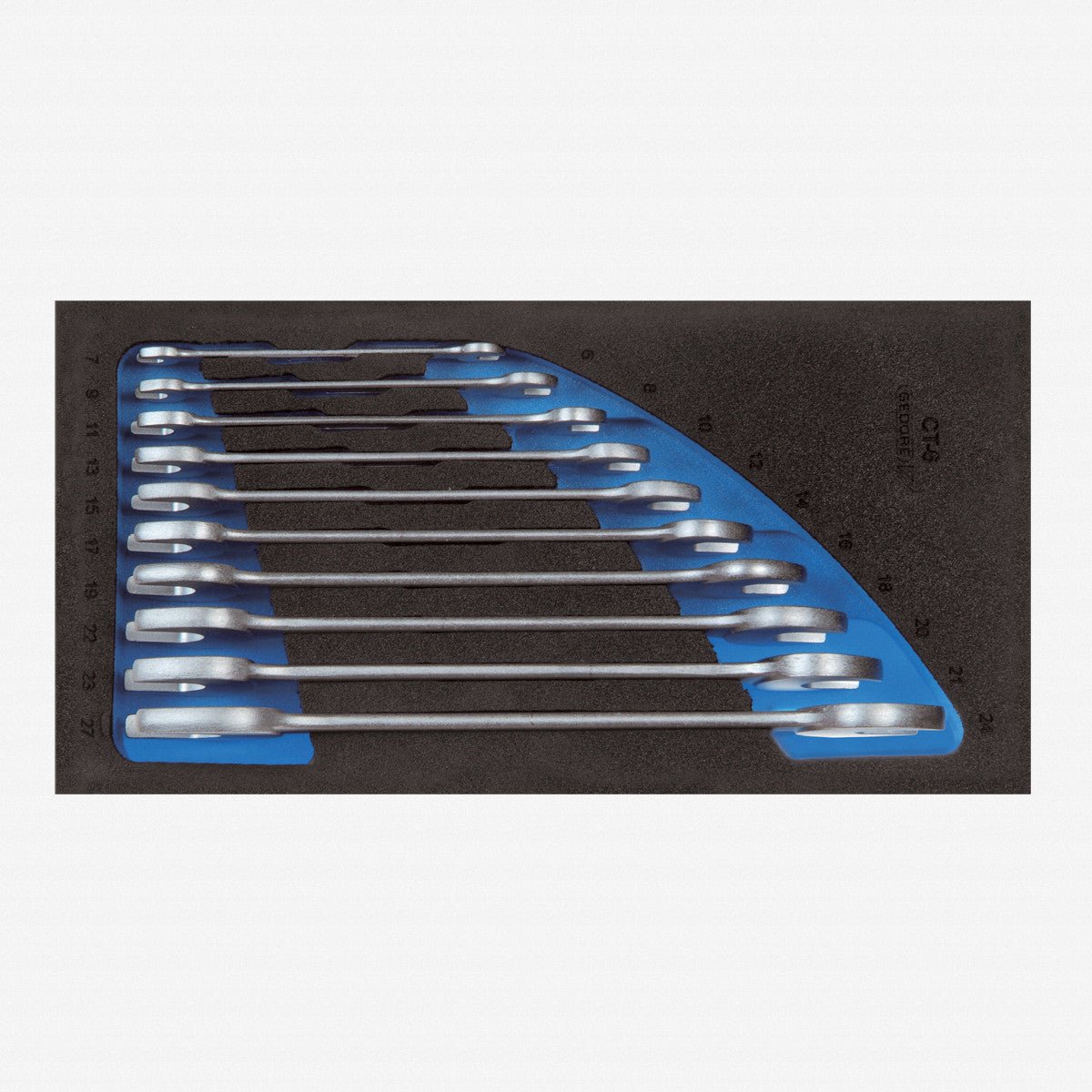 Gedore 2308851 1500 CT1-6 Metric Double Open End Wrench Set in 1/3 CT Module, 10 Pieces