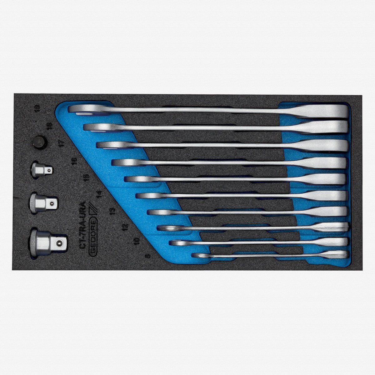 Gedore 2327686 1500 CT1-7 RA Metric Combination Ratcheting Wrench Set in 1/3 CT Module, 14 Pieces