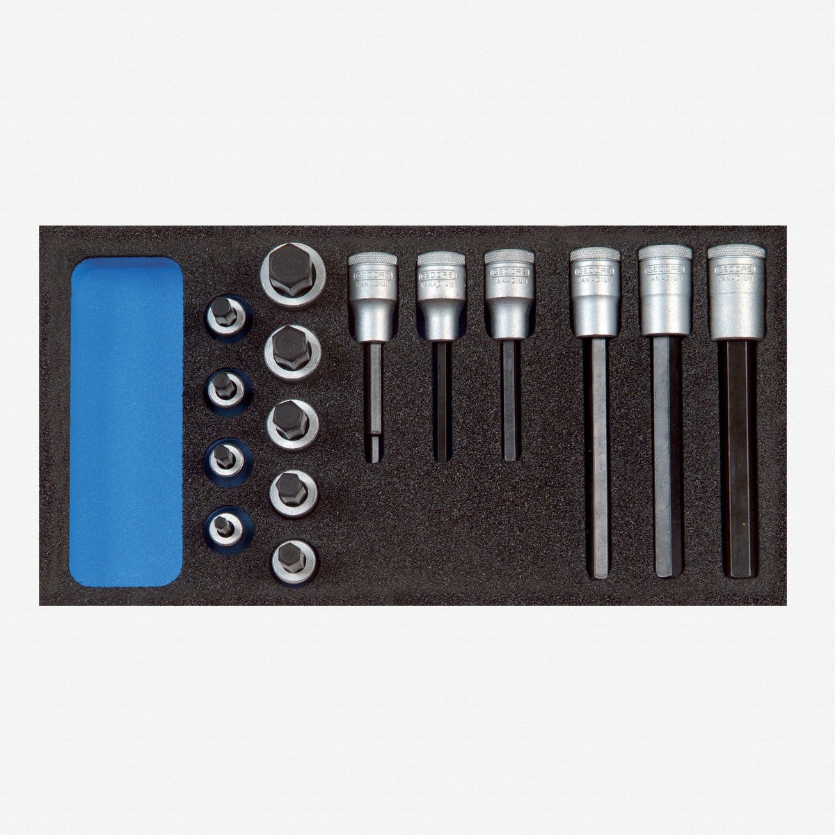 Gedore 2308932 1500 CT1-IN 19 LKM 1/2" Metric Bit Socket Set in 1/3 CT Module, 5 - 14 mm, 15 Pieces