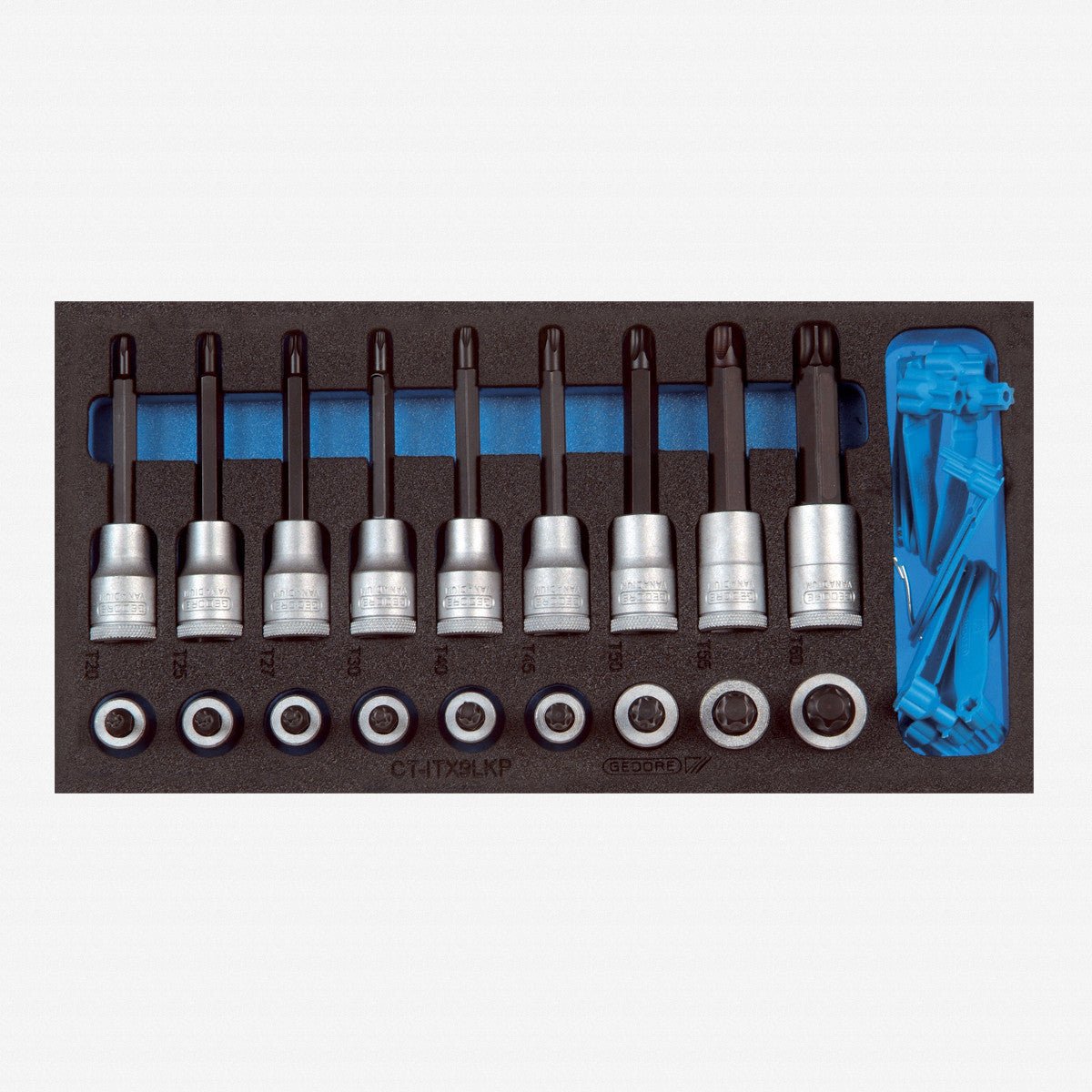 Gedore 2308940 1500 CT1-ITX 19 LKP 1/2" TORX® Bit Socket Set in 1/3 CT Module, T20 - T60, 19 Pieces