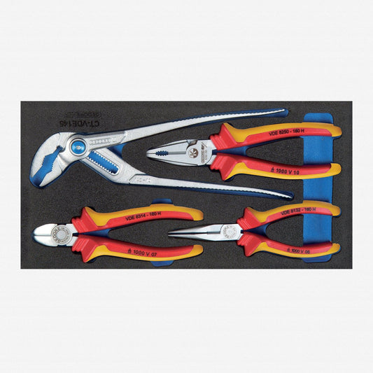 Gedore 2309033 1500 CT1-VDE 142 VDE Pliers Set in 1/3 CT Module, 4 Pieces