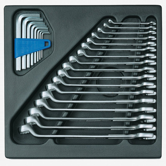 Gedore 6612280 1500 ES-1 B Metric Offset Combination Wrench Set in 2/3 ES Tool Module, 6 - 22 mm, 18 Pieces