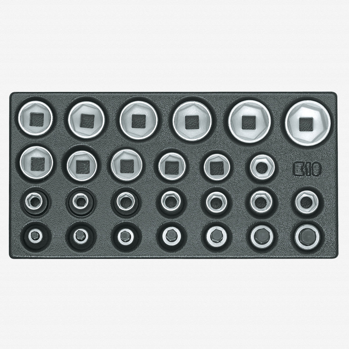 Gedore 6626580 1500 ES-19 1/2" Sockets in 1/3 ES Tool Module, 10 - 32 mm, 26 Pieces