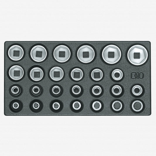 Gedore 6626580 1500 ES-19 1/2" Sockets in 1/3 ES Tool Module, 10 - 32 mm, 26 Pieces