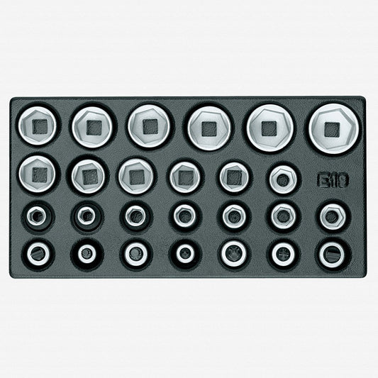Gedore 1733109 1500 ES-19 IS 1/2" Metric Socket Set in 1/3 ES Tool Module, 10 - 32 mm, 26 Pieces