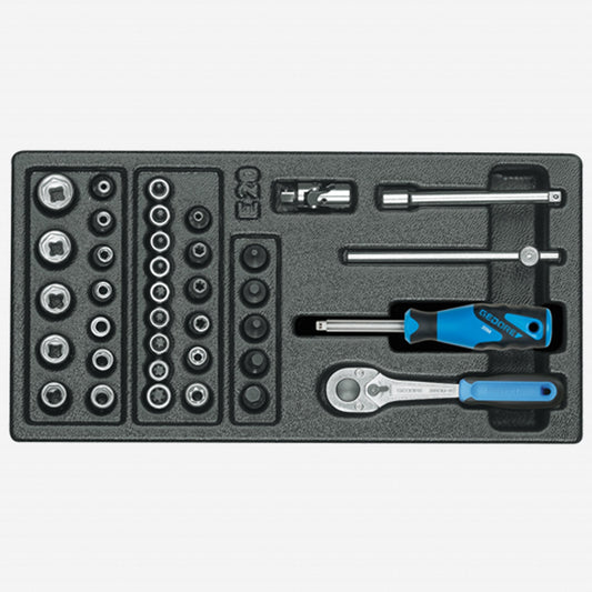 Gedore 6626230 1500 ES-20 1/4" Socket Set in 1/3 ES Tool Module, 42 Pieces