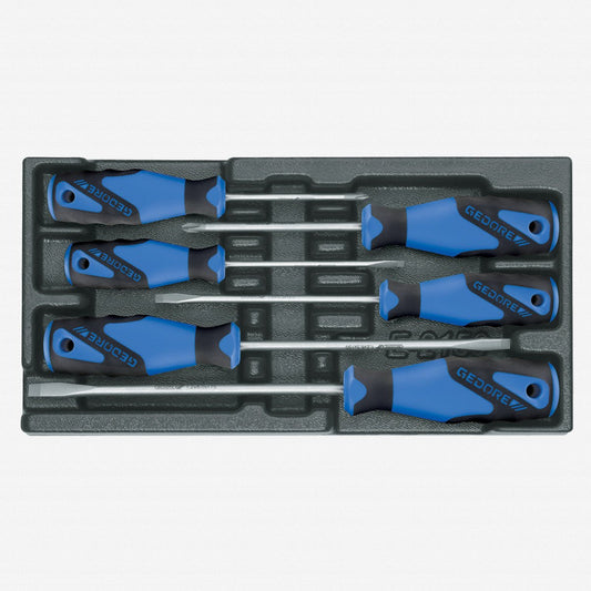 Gedore 1523708 1500 ES-2150 Phillips and Slotted Screwdriver Set in 1/3 ES Tool Module, 6 Pieces