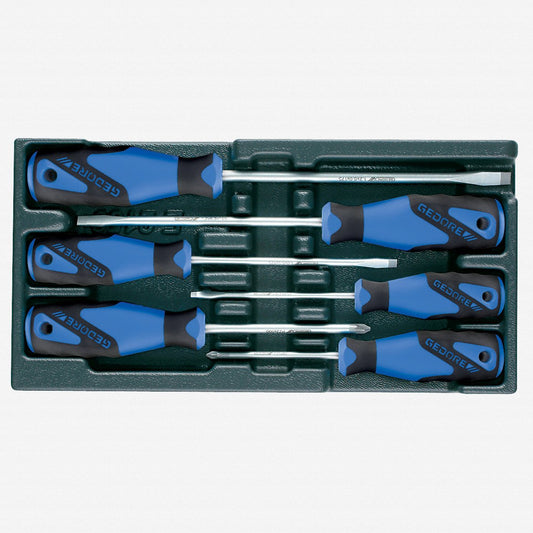Gedore 1523694 1500 ES-2150 Pozidriv and Slotted Screwdriver Set in 1/3 ES Tool Module, 6 Pieces