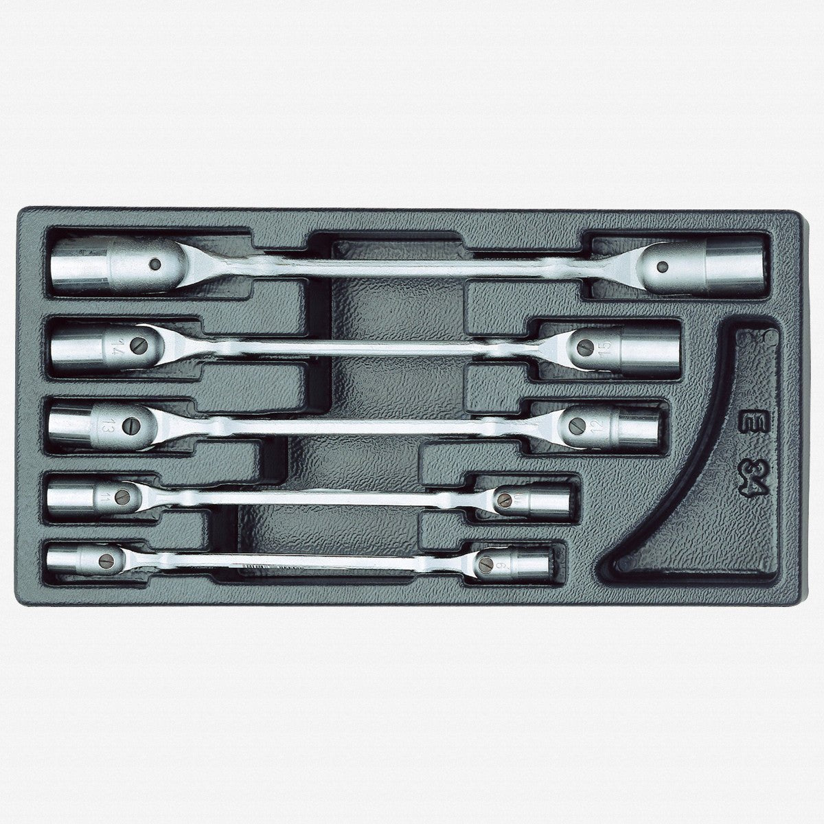 Gedore 6605070 1500 ES-34 Double Swivel Head Wrench Set in 1/3 ES Tool Module, 8 - 17 mm, 5 Pieces
