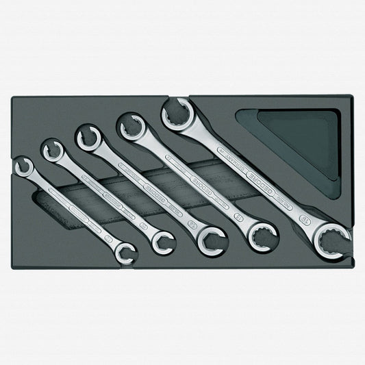 Gedore 1731157 1500 ES-400 Metric Flare Nut Wrenches in 1/3 ES Tool Module, 8 - 19 mm, 5 Pieces
