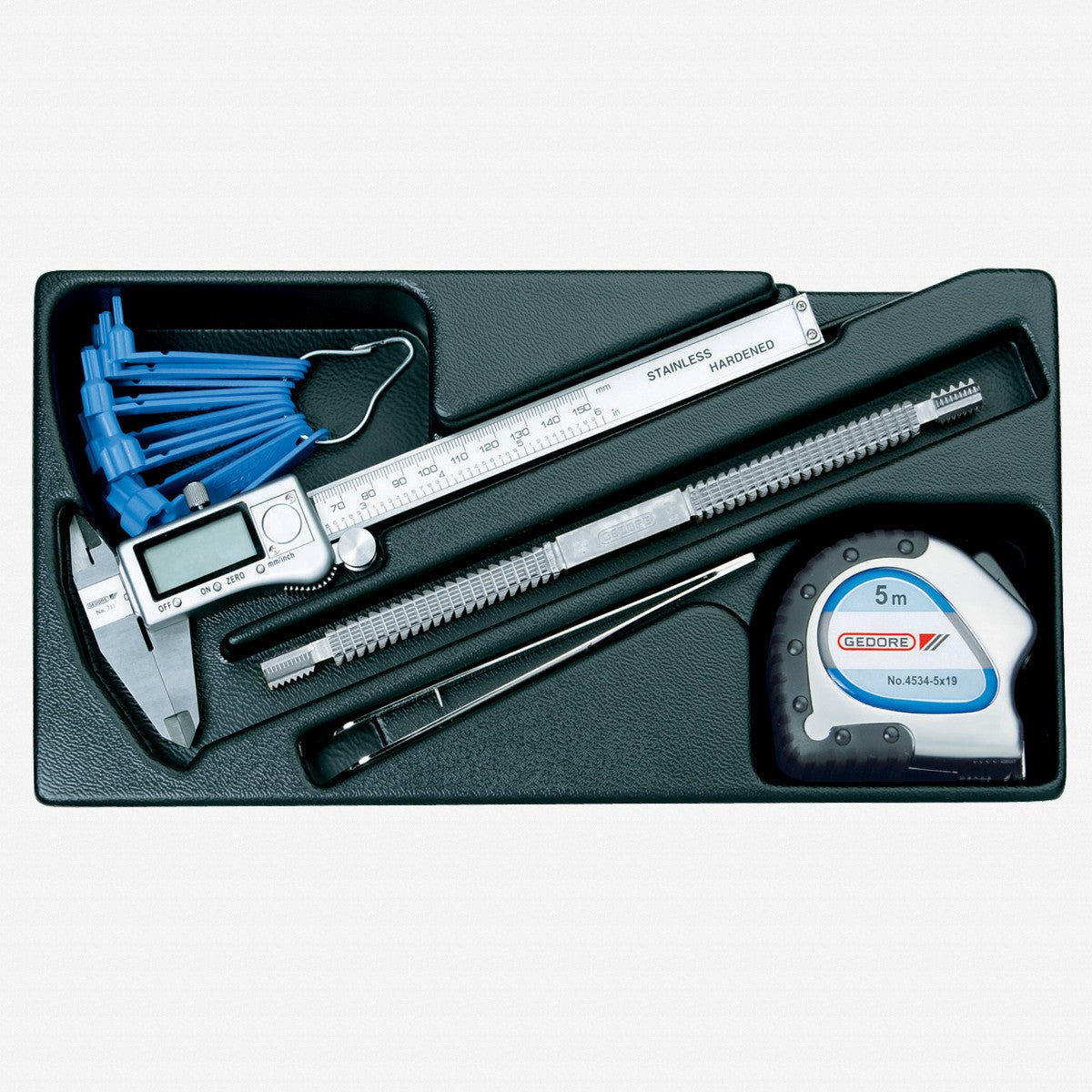 Gedore 1402218 1500 ES-711 Precision Measurement and Thread Repair Set in 1/3 ES Tool Module, 5 Pices
