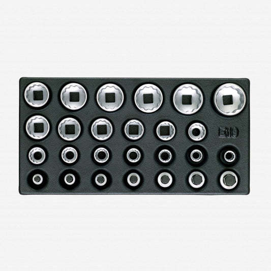 Gedore 1899694 1500 ES-D 19 1/2" Metric Sockets in 1/3 ES Tool Module, 10 - 30 mm, 26 Pieces