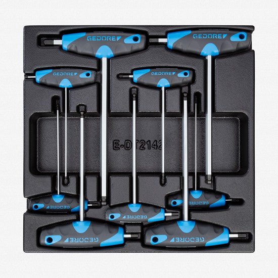 Gedore 1543474 1500 ES-DT 42 Metric Ball End Hex T-handle Set in 2/3 ES Tool Module, 2 - 10 mm, 9 Pieces