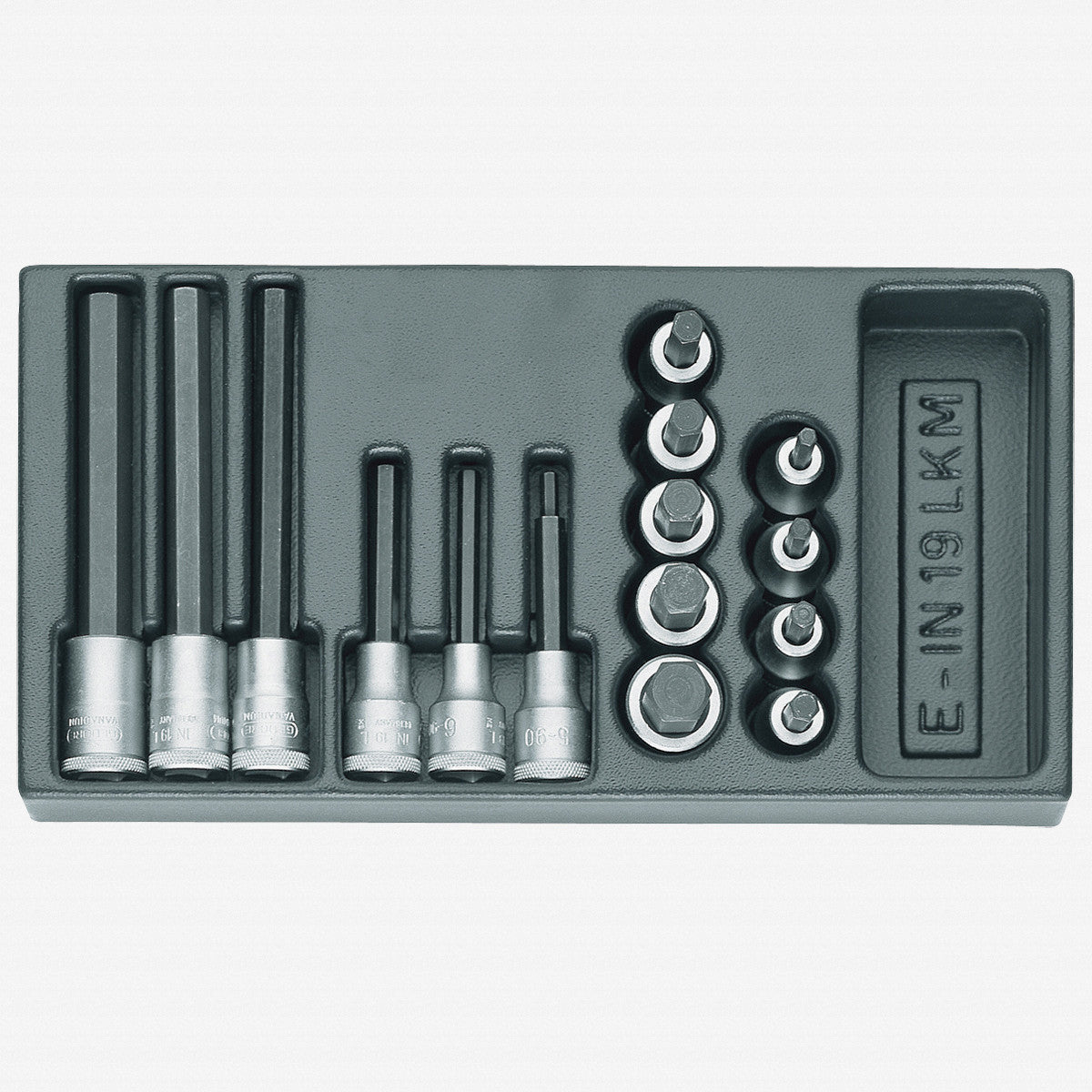 Gedore 1402234 1500 ES-IN 19 LKM 1/2" Metric Inside Hex Bit Socket Set in 1/3 ES Tool Module, 5 - 17 mm, 15 Pieces